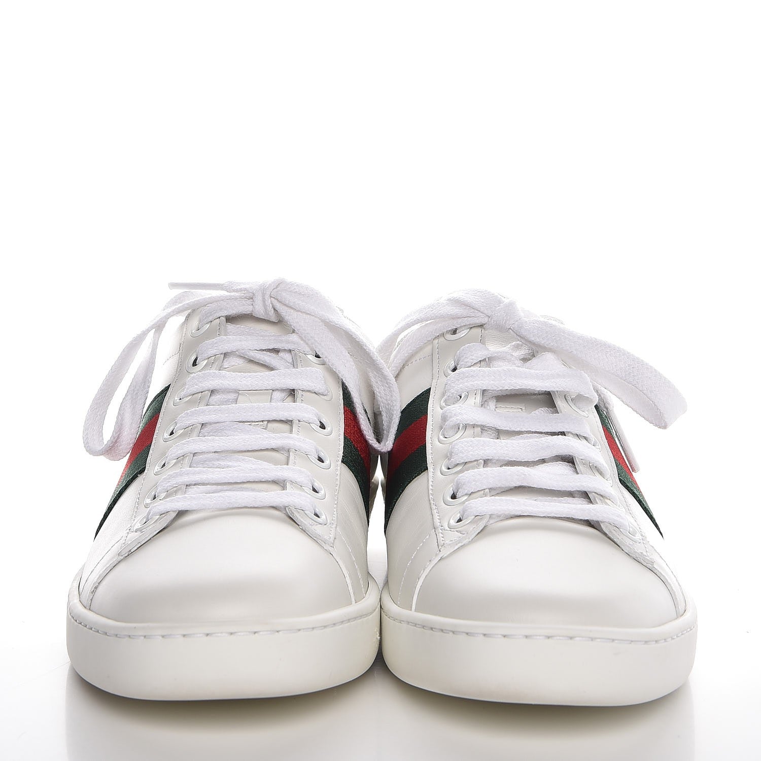 Gucci Calfskin Crocodile Web Ace Sneakers 35.5 White Green 2 of 10
