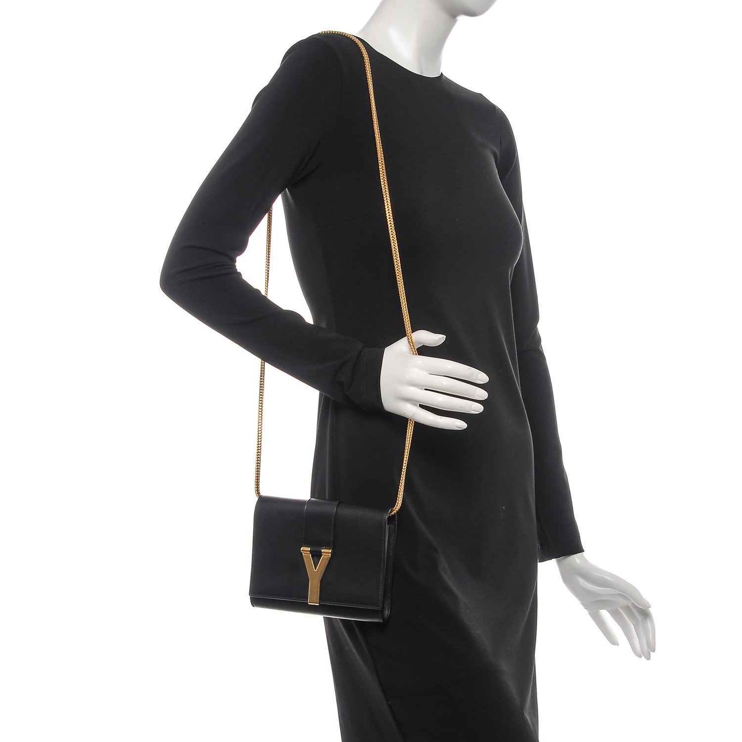 Saint Laurent Calfskin Small Classic Y Satchel Bag Black 2 of 9