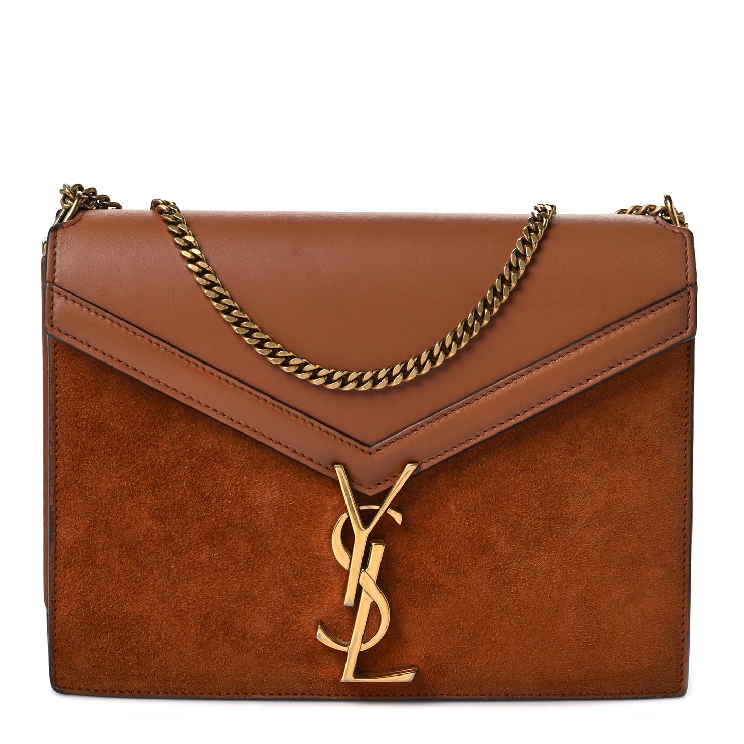 Smooth Calfskin Suede Monogram Cassandra Clasp Bag Brown