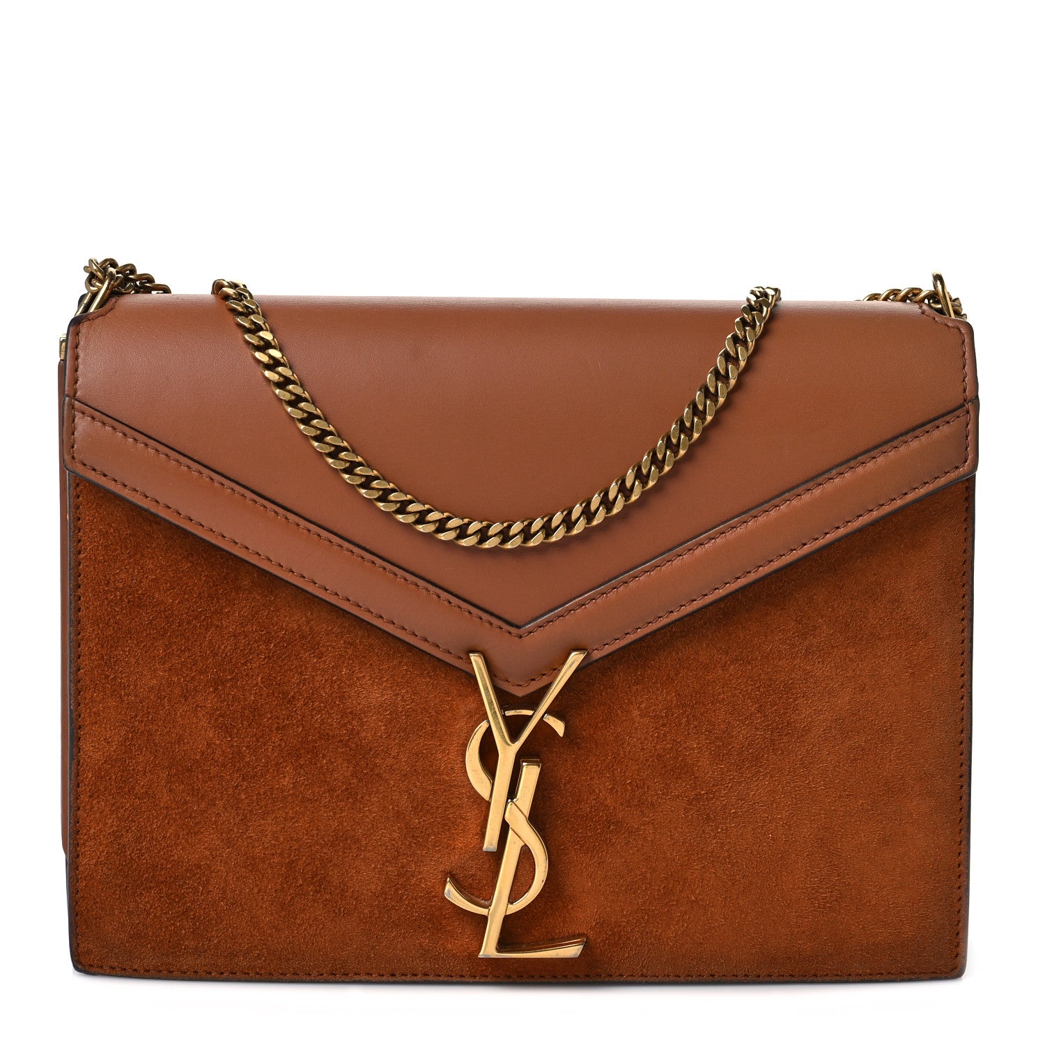 Saint Laurent Smooth Calfskin Suede Monogram Cassandra Clasp Bag Brown 1 of 8