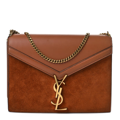 Saint Laurent Smooth Calfskin Suede Monogram Cassandra Clasp Bag Brown 1 of 8