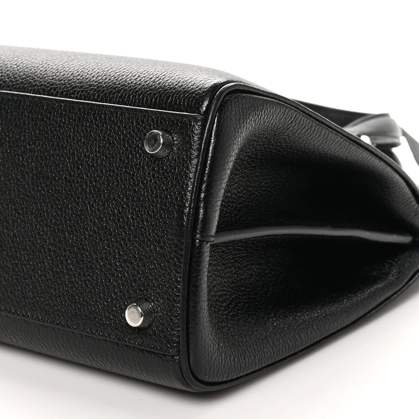 Grainy Calfskin Small Zumi Top Handle Bag Black