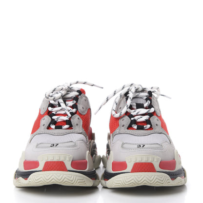 Balenciaga Fabric Mesh Womens Triple S Sneakers 37 Red Grey White 2 of 9