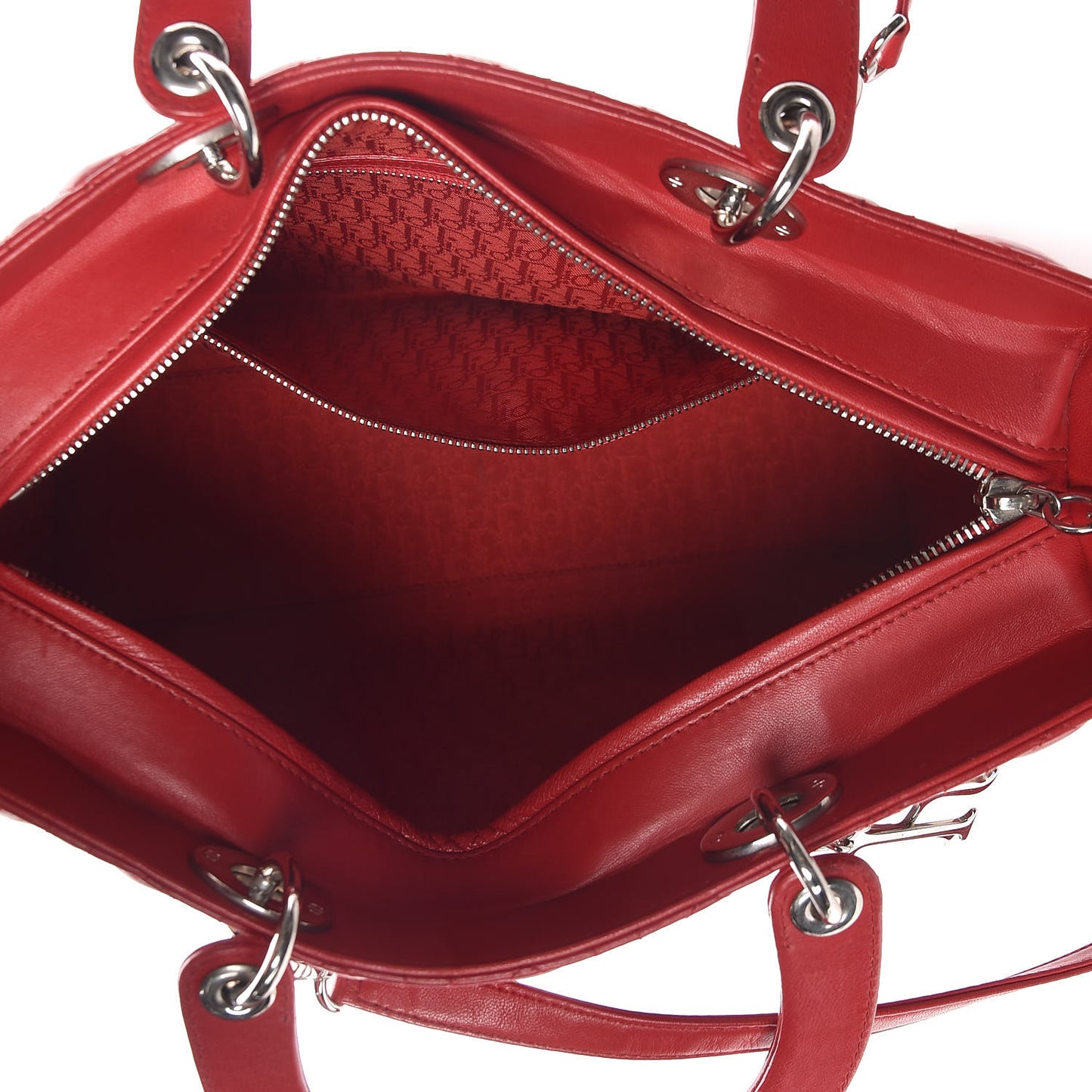 Lambskin Cannage Large Lady Dior Red