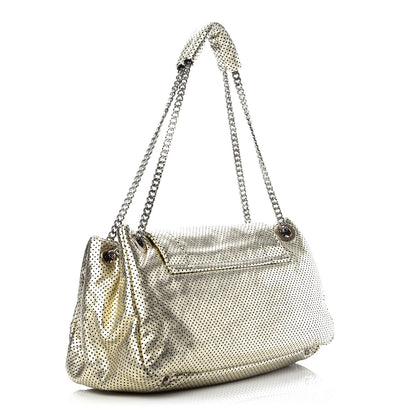 Chanel Metallic Calfskin Perforated Large Drill Accordion Flap Gold 3 of 14