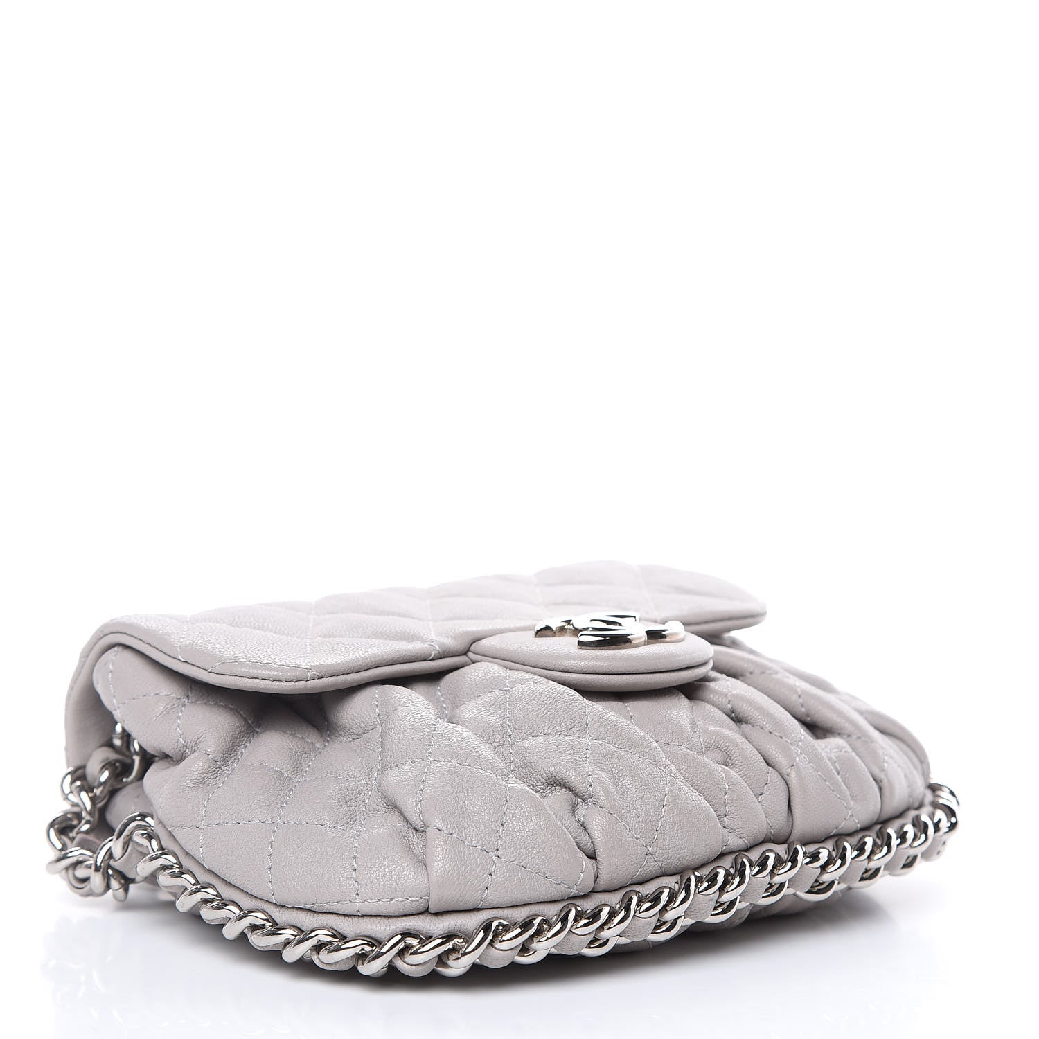 Chanel Washed Lambskin Quilted Mini Chain Around Messenger Grey 4 of 10