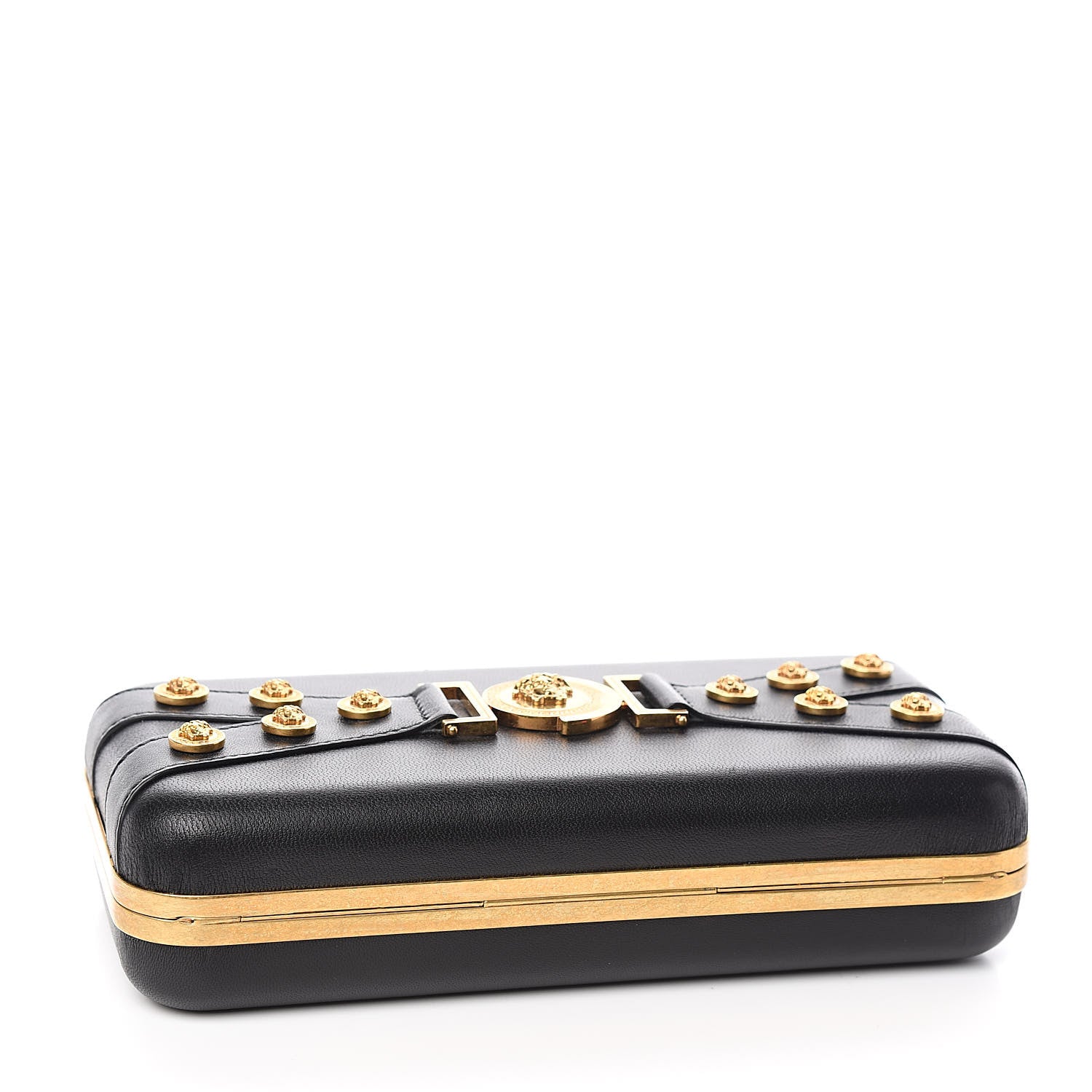 Versace Nappa Medallion Tribute Evening Clutch Chain Black 4 of 9