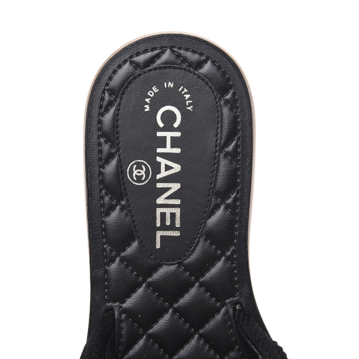 Chanel Lambskin Pearl Cord CC Mules 35 Black Beige 7 of 9