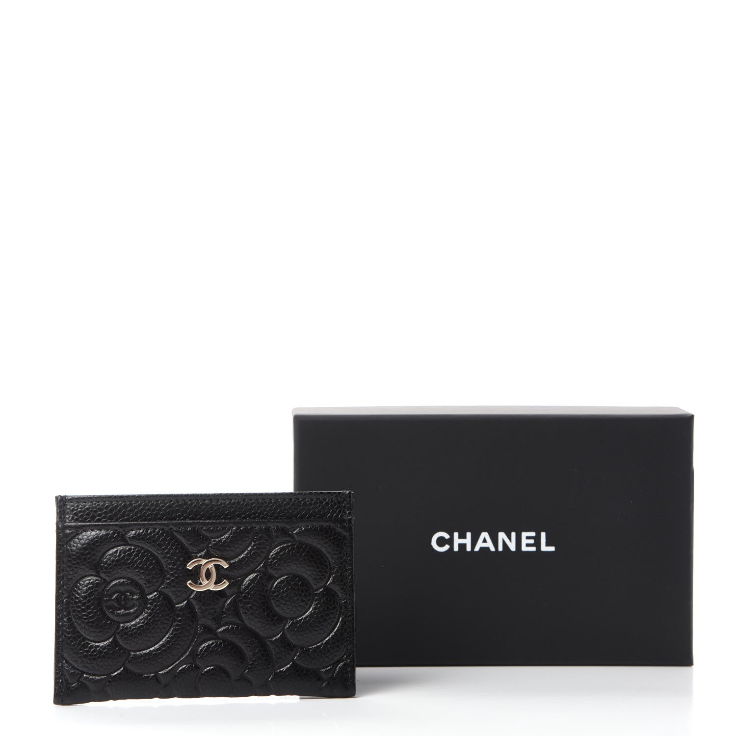 Chanel Caviar Camellia Embossed Card Holder Black 9 of 9