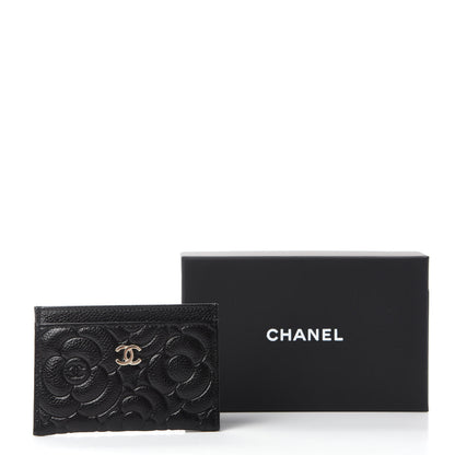 Chanel Caviar Camellia Embossed Card Holder Black 9 of 9