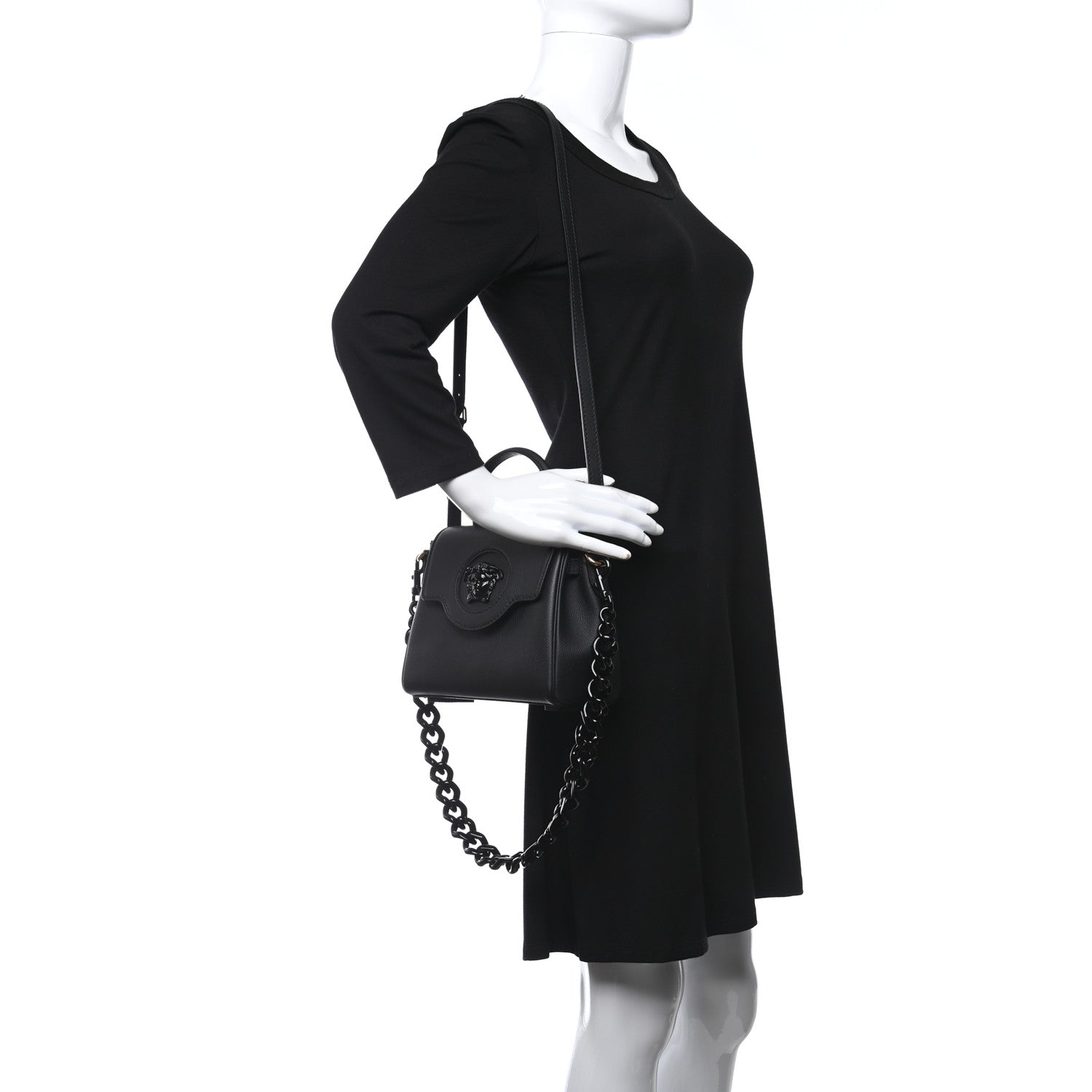 Versace Grained Calfskin Small La Medusa Top Handle Bag Black Lilac 2 of 8