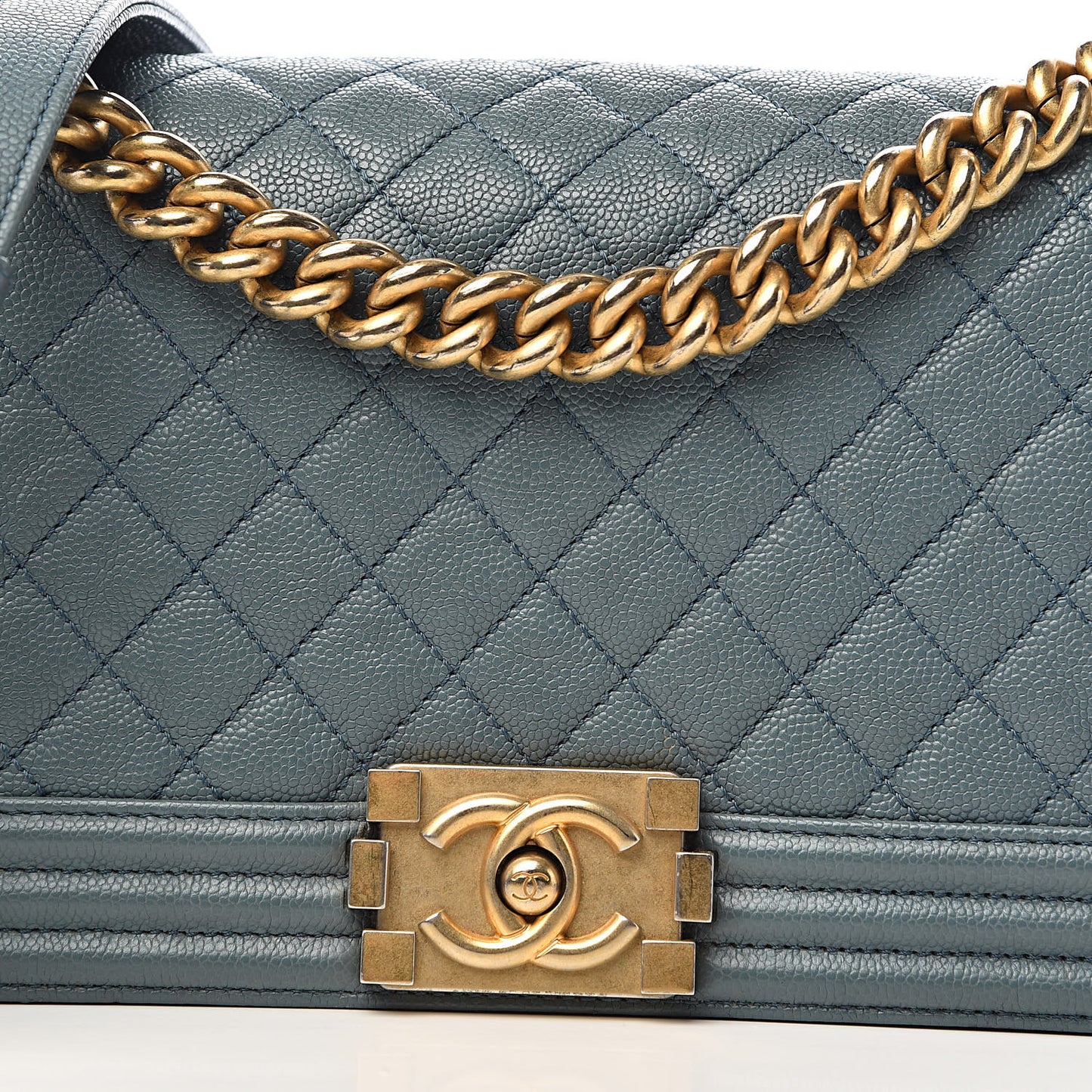 Caviar Quilted Medium Boy Flap Blue