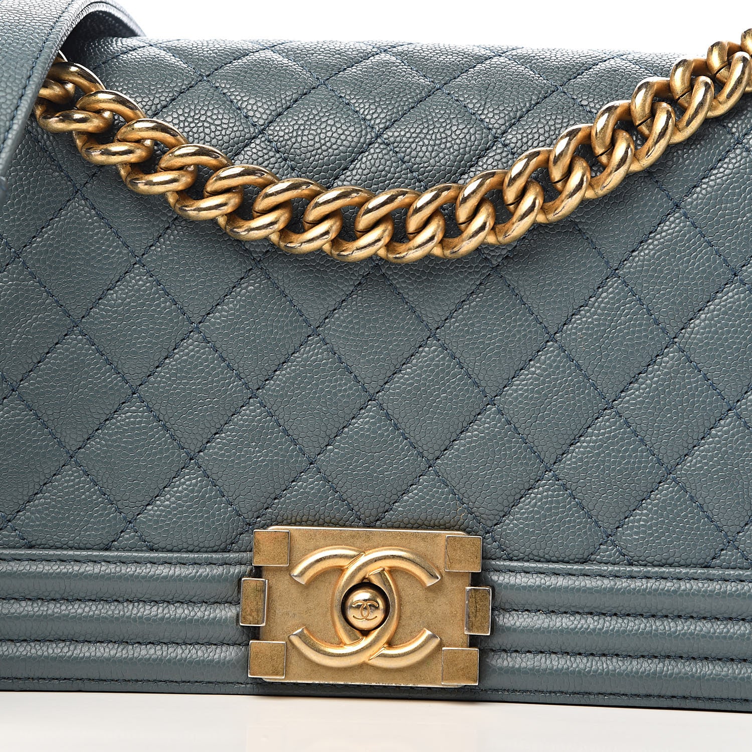 Chanel Caviar Quilted Medium Boy Flap Blue 13 of 13