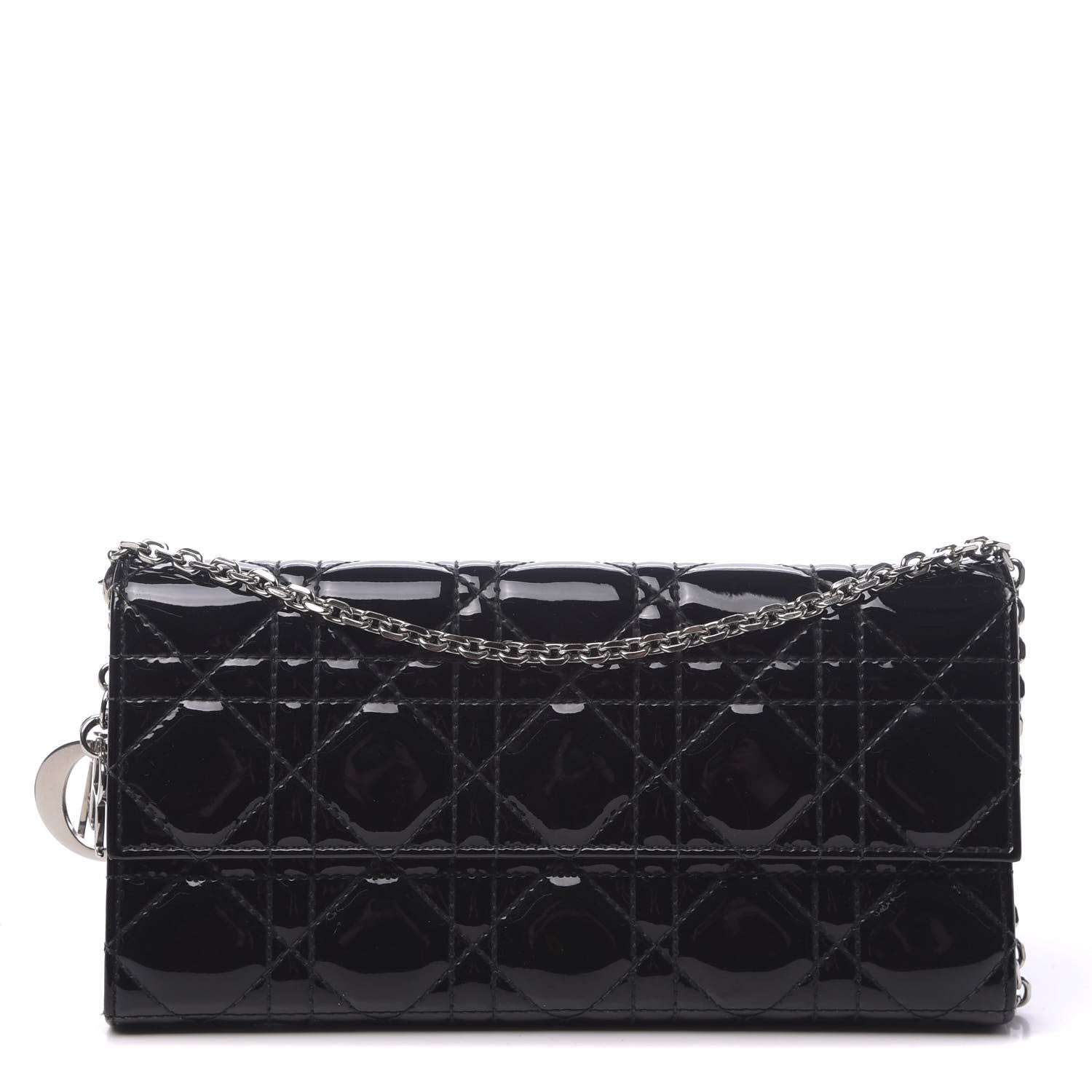 Christian Dior Patent Cannage Rendez-vous Chain Wallet Black 1 of 9