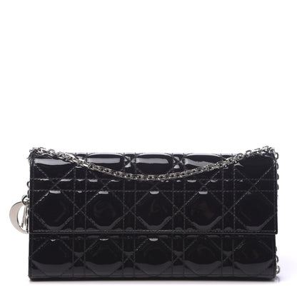 Christian Dior Patent Cannage Rendez-vous Chain Wallet Black 1 of 9