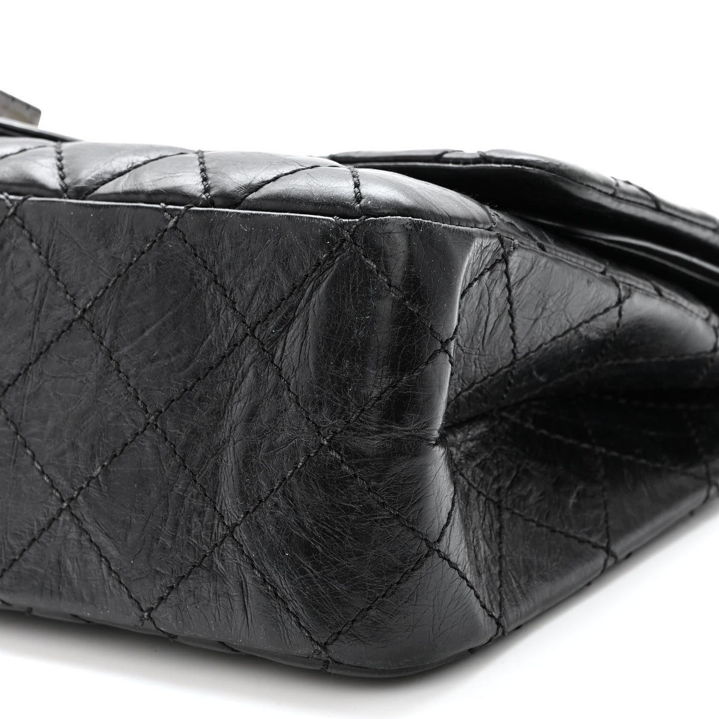 Aged Calfskin Quilted 2.55 Reissue 227 Flap So Black