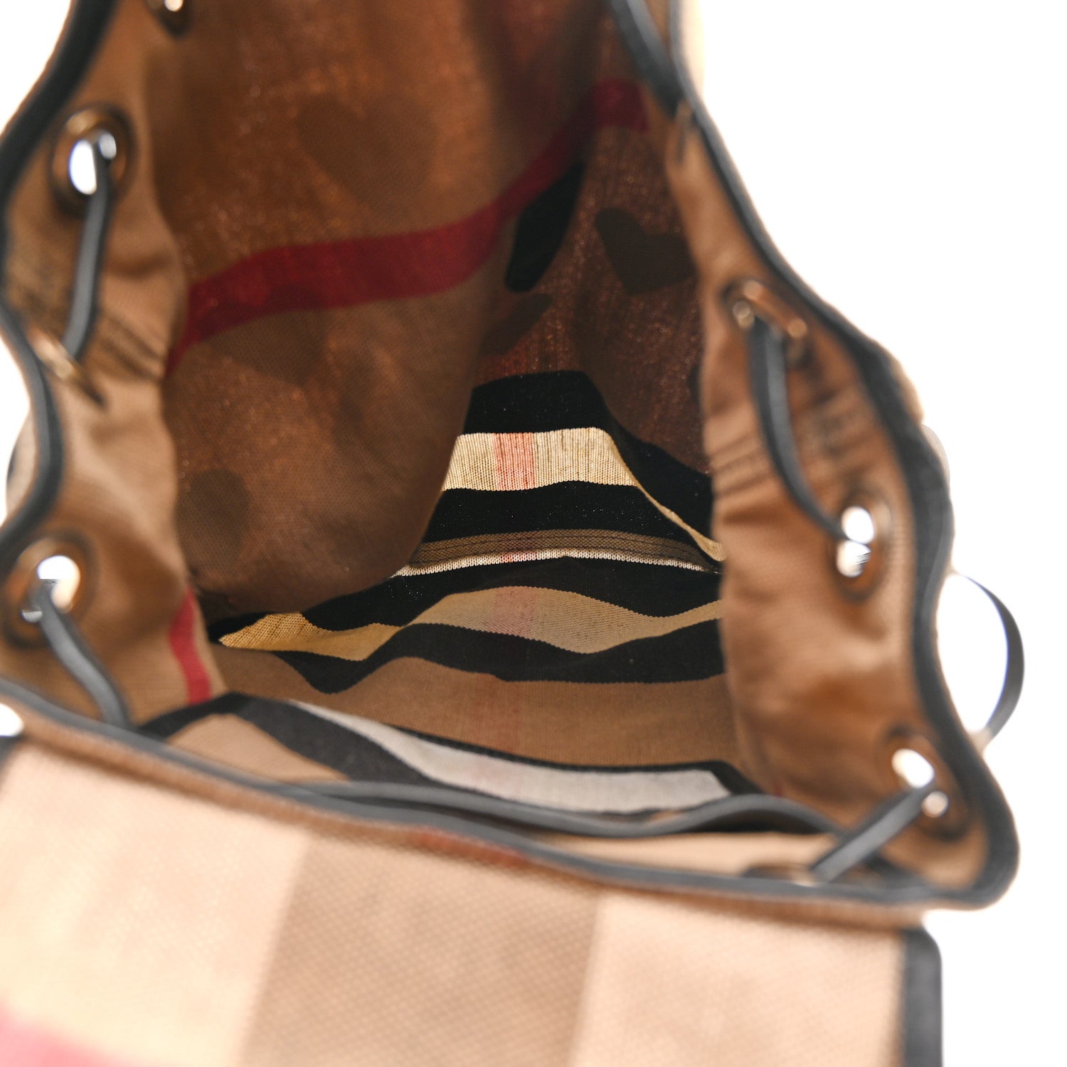 Burberry Overdyed Canvas Mega Check Heart Print Medium Chiltern Backpack Black 5 of 13