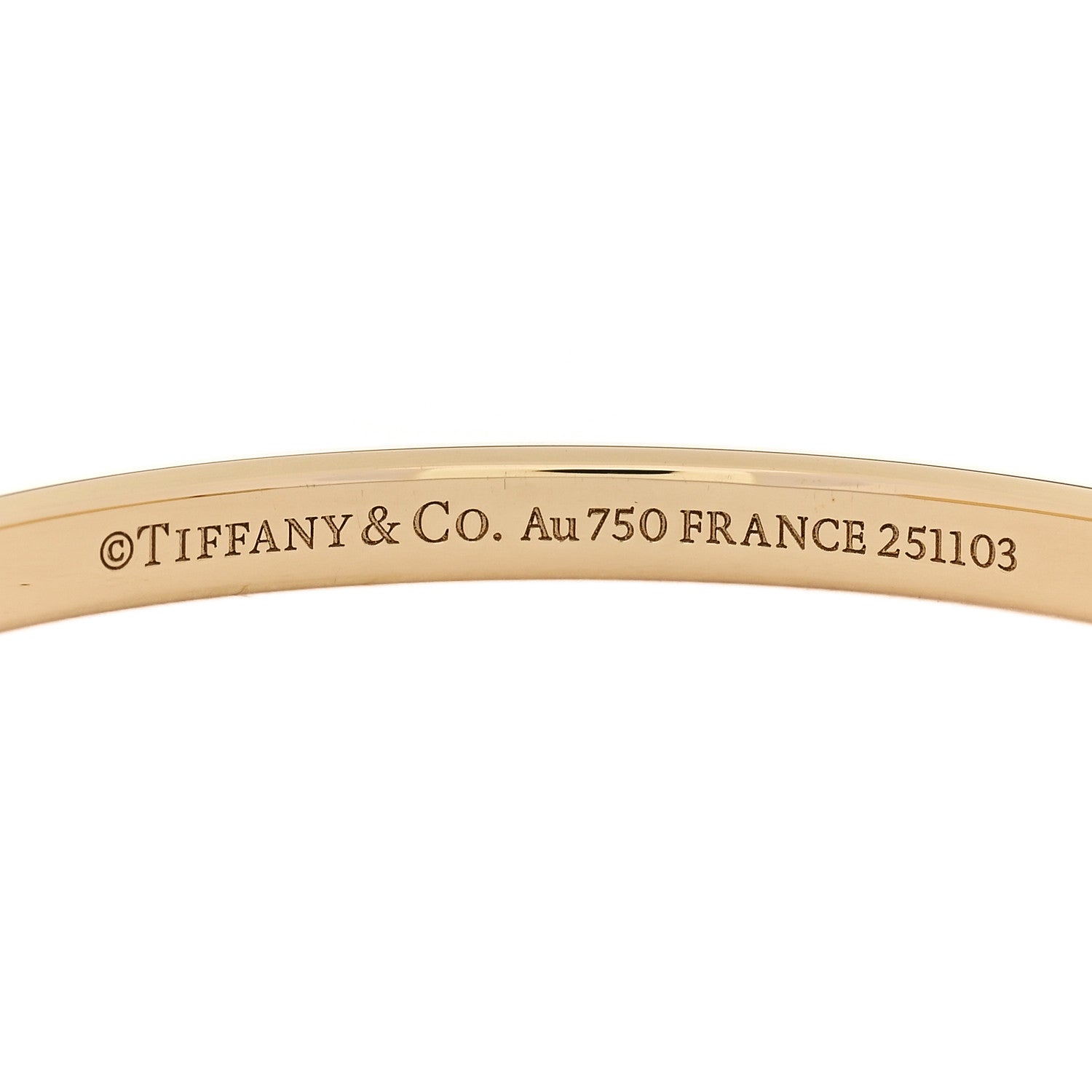 Tiffany 18K Yellow White Gold Tiffany Narrow Lock Bangle Bracelet 3 of 6