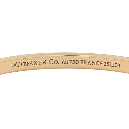 Tiffany 18K Yellow White Gold Tiffany Narrow Lock Bangle Bracelet 3 of 6