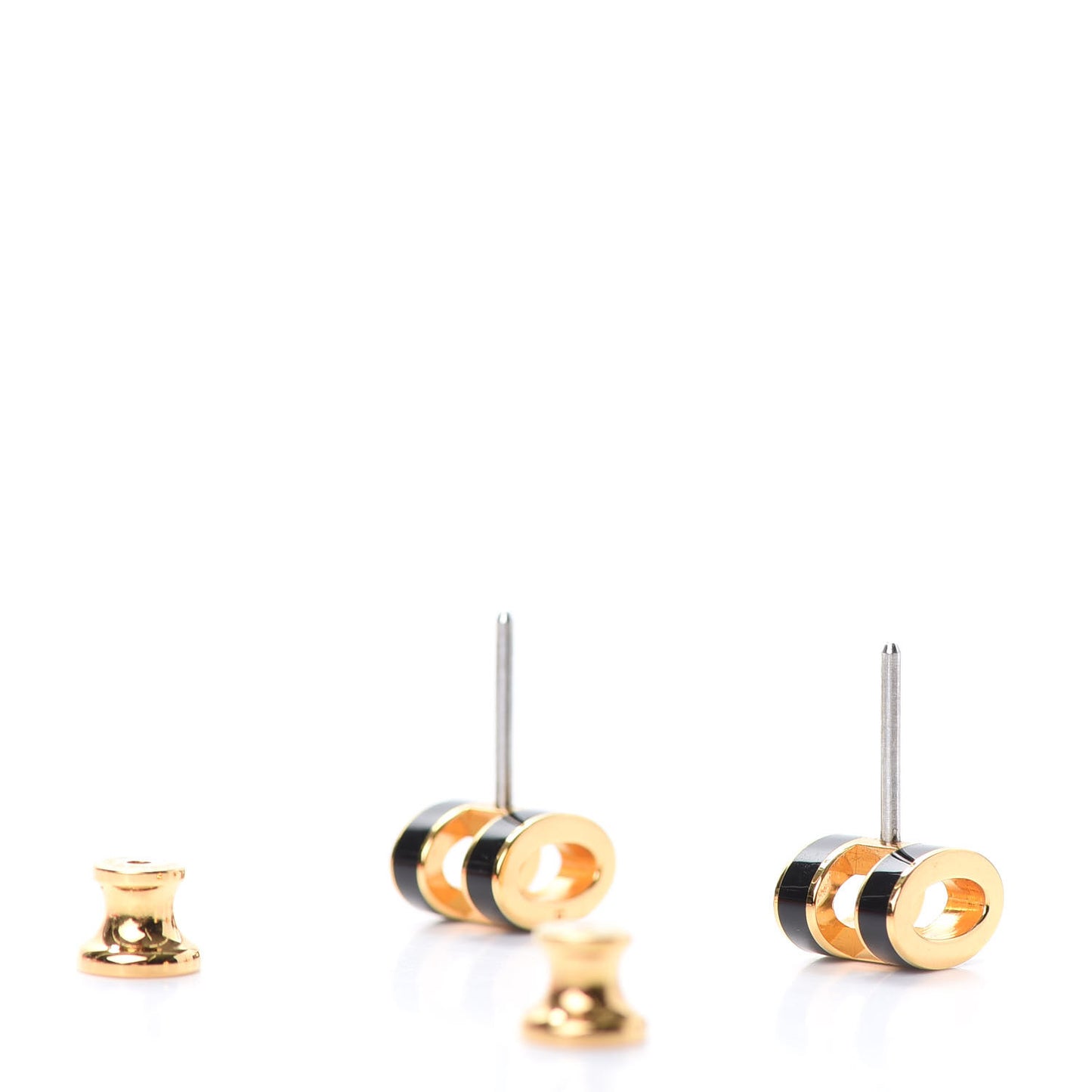 Gold Lacquered Pop H Earrings Black