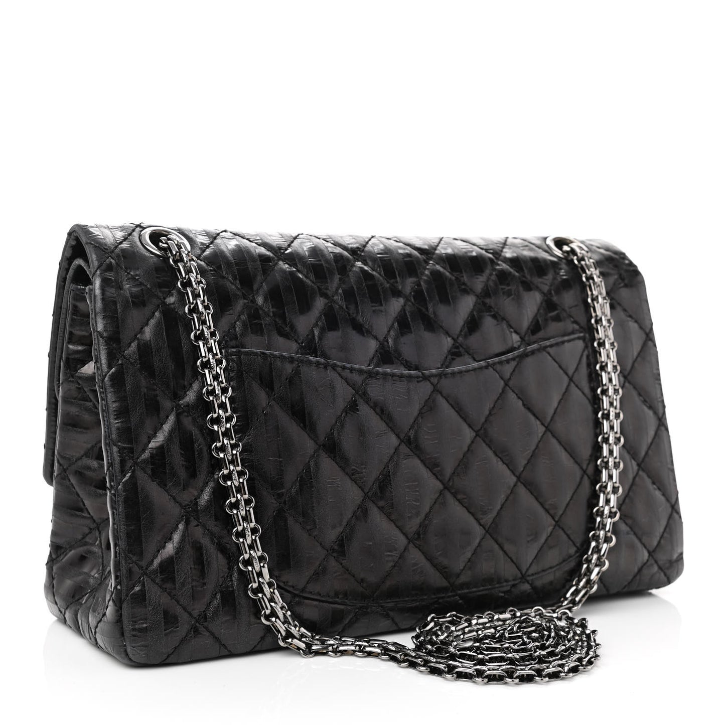 Metallic Calfskin Striped 2.55 Reissue 226 Flap Black