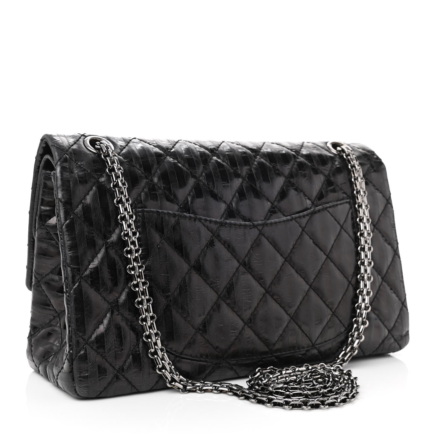 Chanel Metallic Calfskin Striped 2.55 Reissue 226 Flap Black 3 of 11