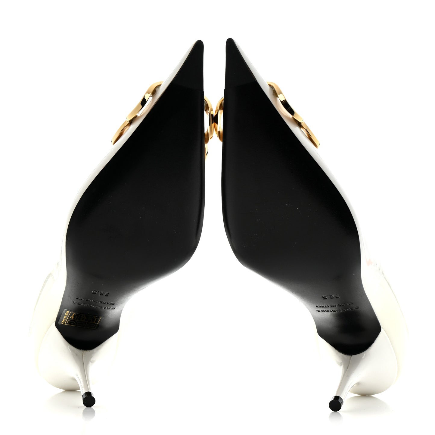 Patent BB Square Knife Pointed Toe Pump 36.5 White