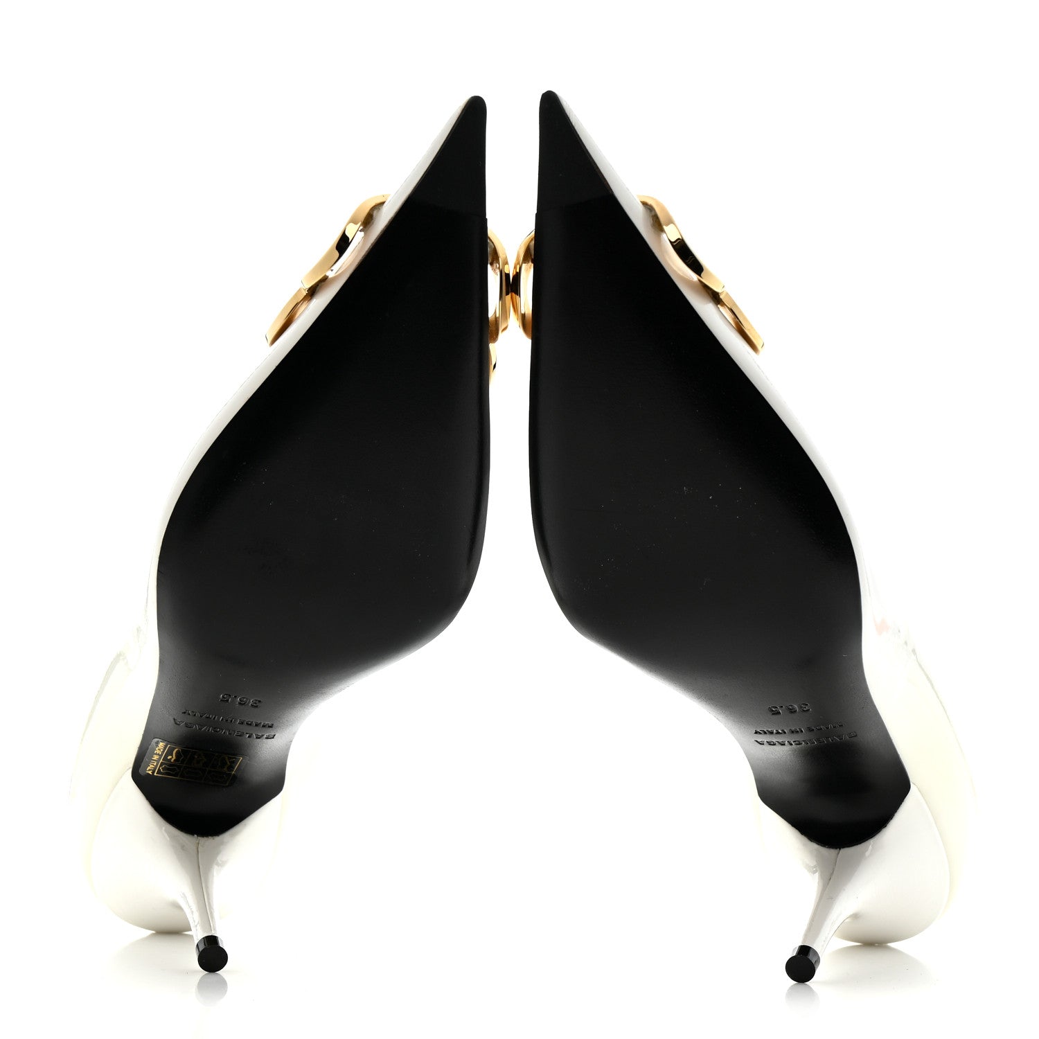 Balenciaga Patent BB Square Knife Pointed Toe Pump 36.5 White 6 of 10
