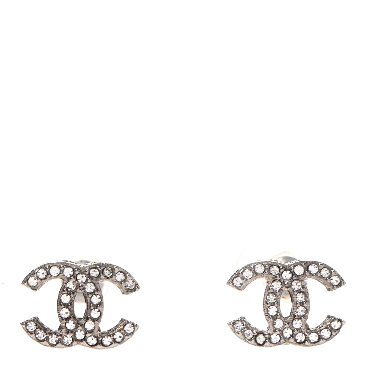 Chanel Crystal CC Earrings Silver 1 of 4