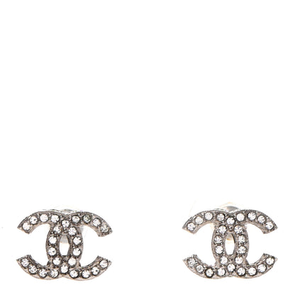 Chanel Crystal CC Earrings Silver 1 of 4