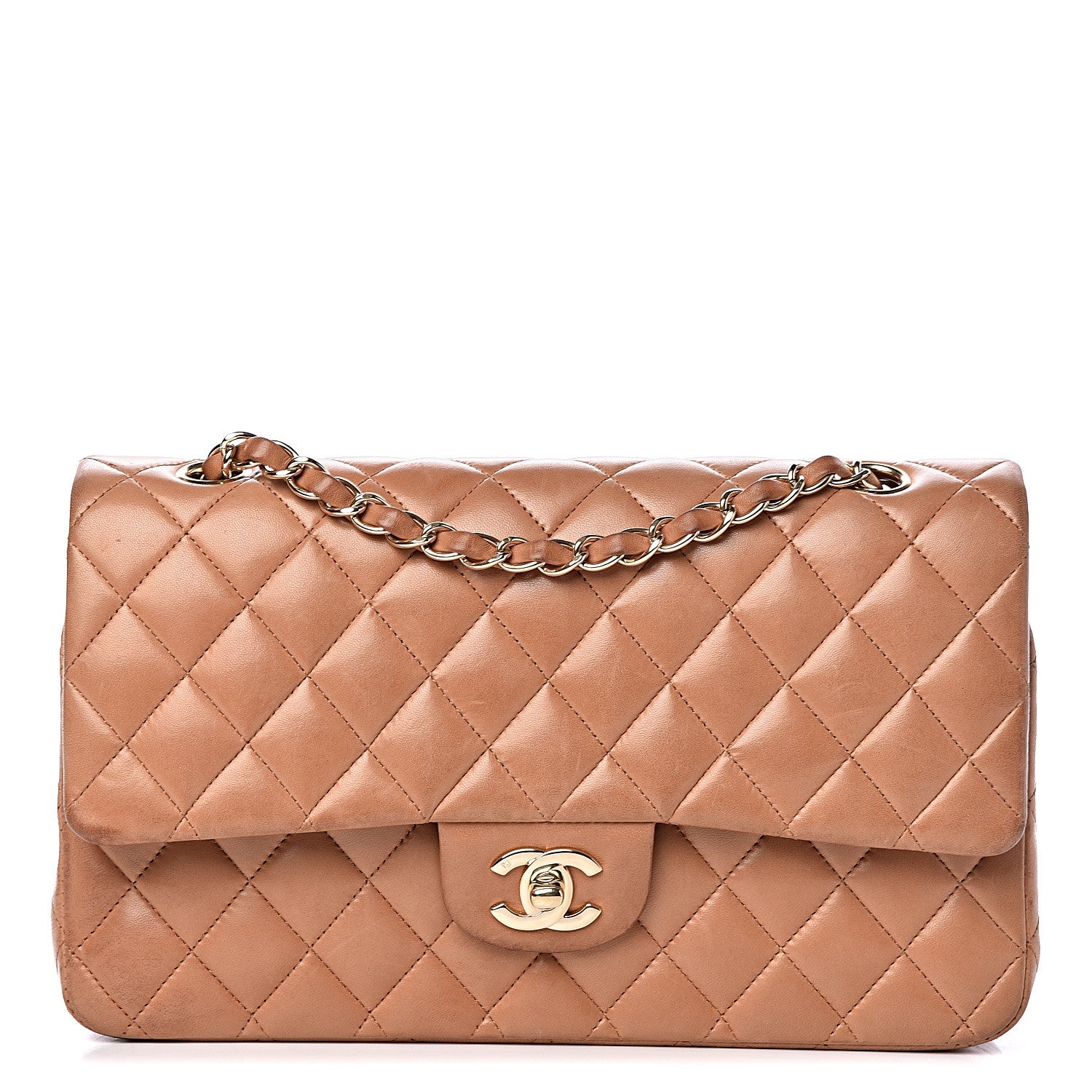Chanel Lambskin Quilted Medium Double Flap Dark Beige 1 of 21