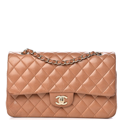 Chanel Lambskin Quilted Medium Double Flap Dark Beige 1 of 21