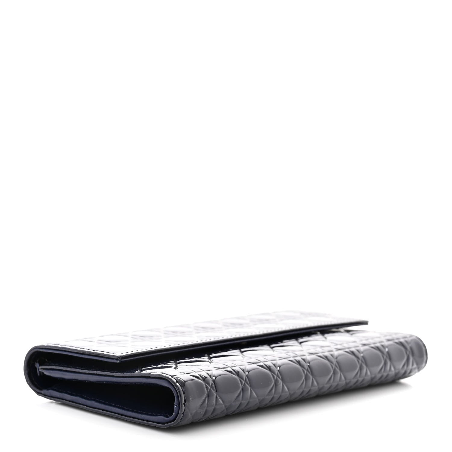 Christian Dior Patent Cannage Chain Wallet Navy Blue 4 of 12
