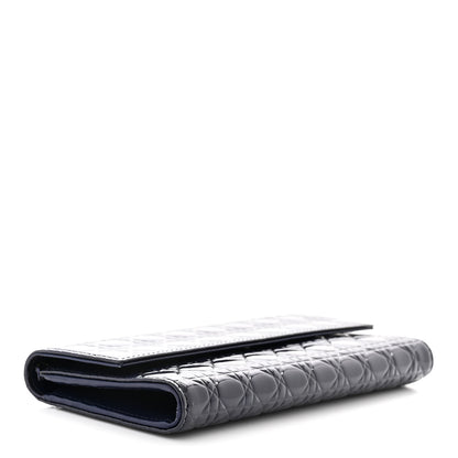 Christian Dior Patent Cannage Chain Wallet Navy Blue 4 of 12