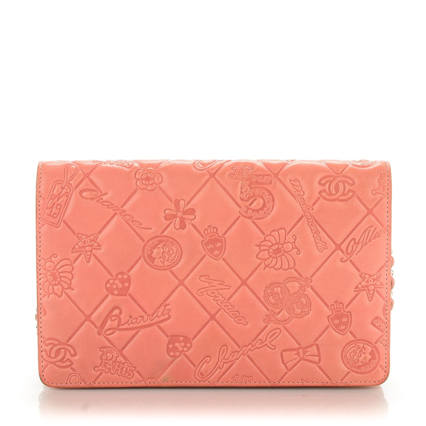 Lambskin Lucky Charms Symbols Wallet on Chain WOC Pink