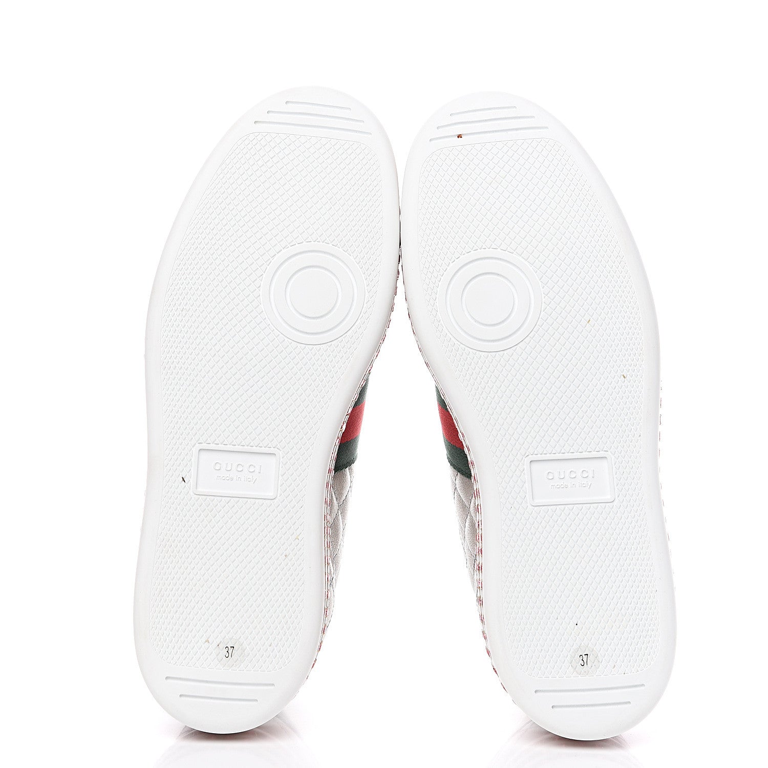 Gucci Laminated Nappa Crystal Web Bee Embroidered Trapuntata Womens Ace Platform Sneakers 37 Argento 7 of 8