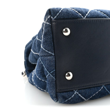 Chanel Denim Quilted Small Coco Handle Flap Blue 9 of 10