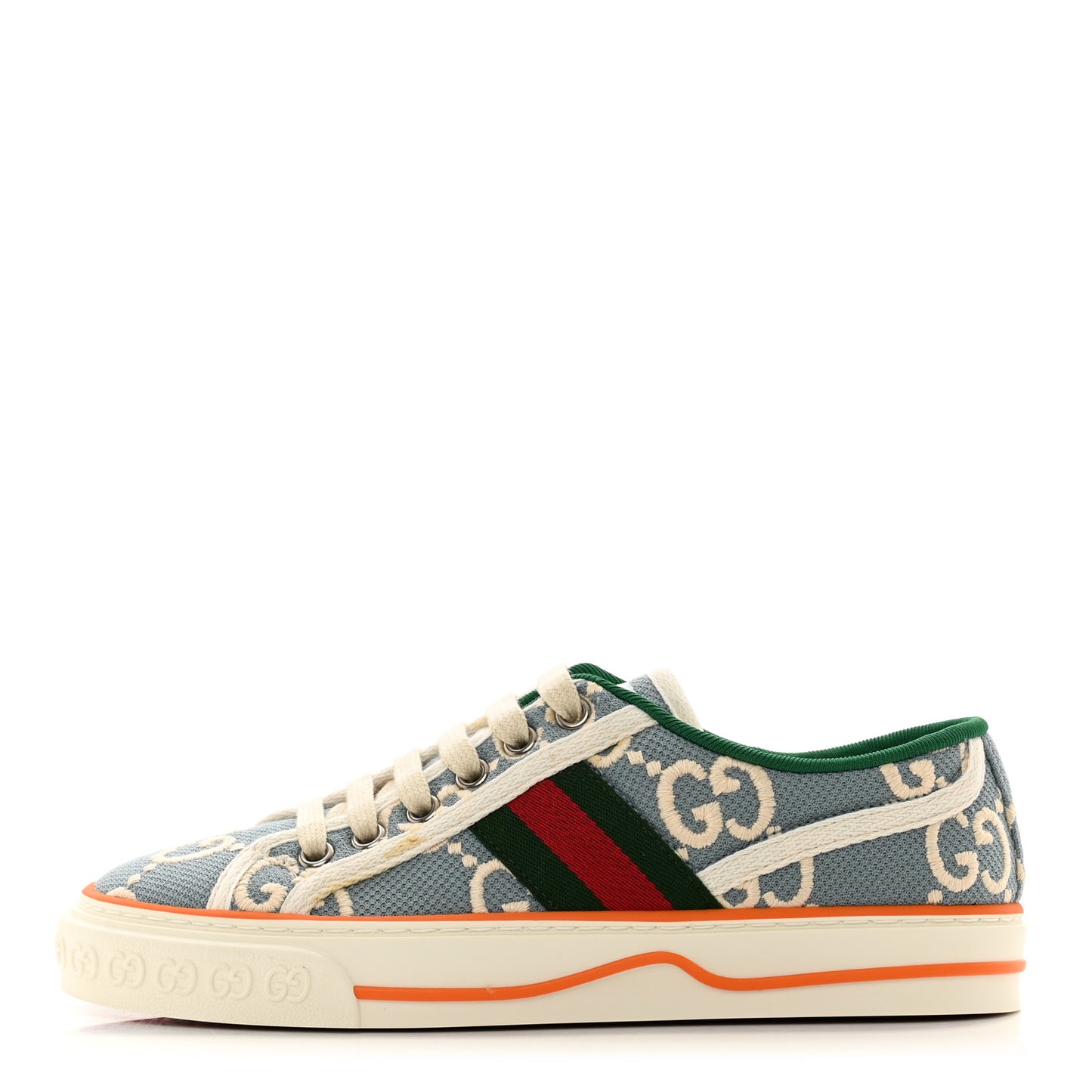 Cotton GG Monogram Web Womens 1977 Tennis Sneakers 35 Philod Ivory Mystic White