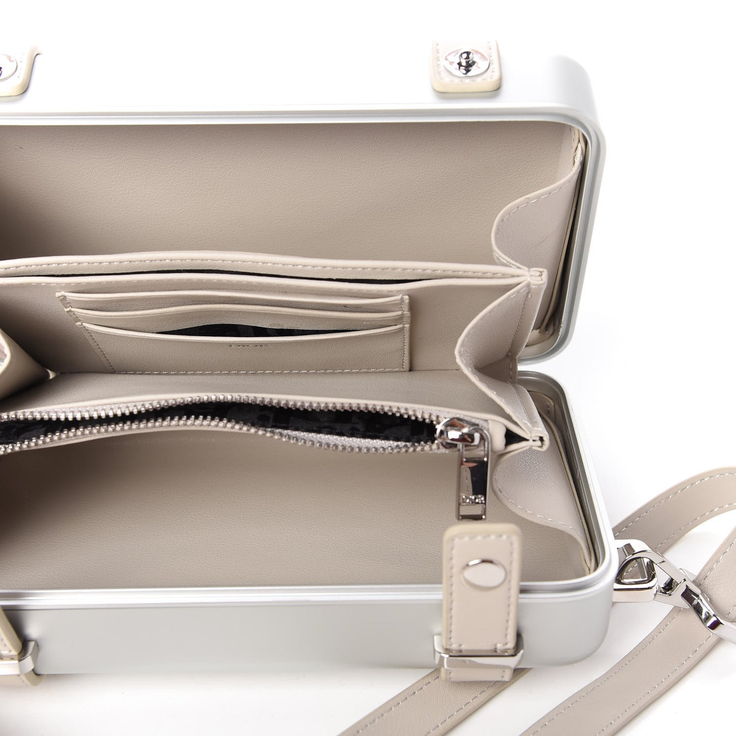 X RIMOWA Aluminum Personal Clutch On Strap Silver