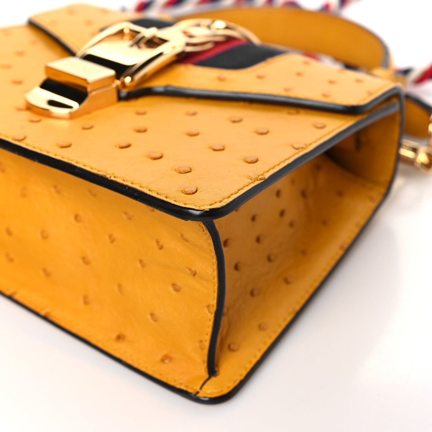 Ostrich Mini Sylvie Top Handle Bag Yellow