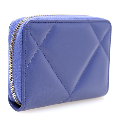 Chanel Lambskin Quilted Chanel 19 Zip Around Coin Purse Wallet  Purple 3 of 8