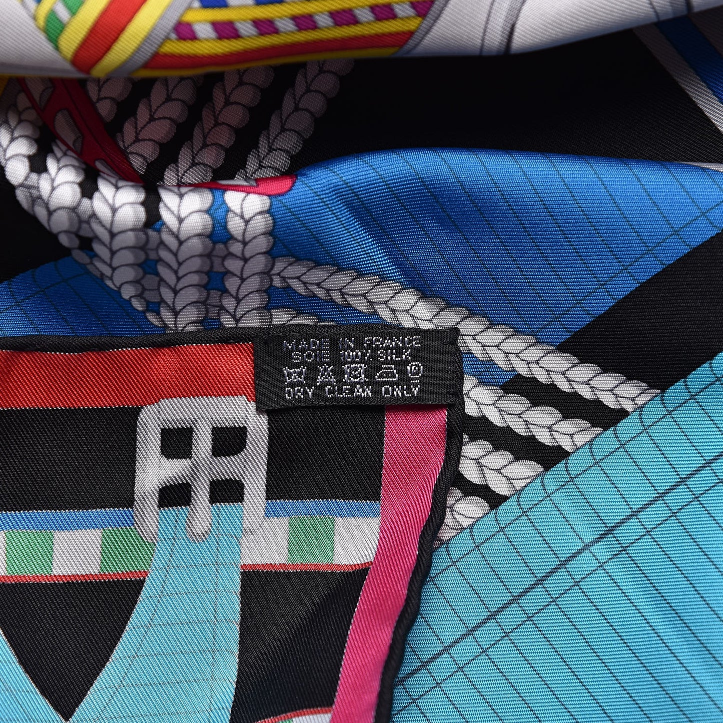 Silk Sangles En Zigzag Scarf 90 Blanc Turquoise Fuchsia