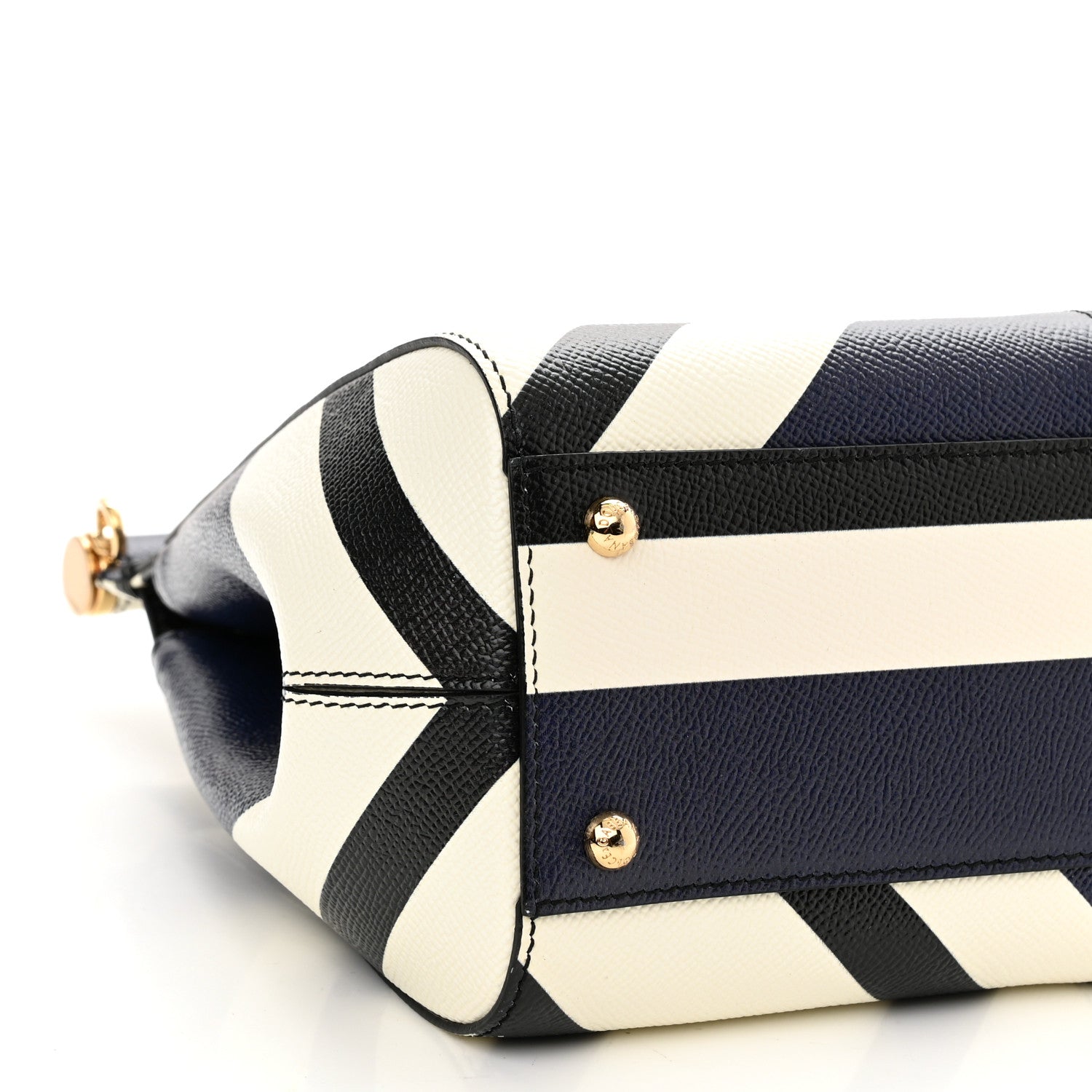 Dolce & Gabbana Dauphine Chevron Striped Medium Miss Sicily Satchel Blue 10 of 11