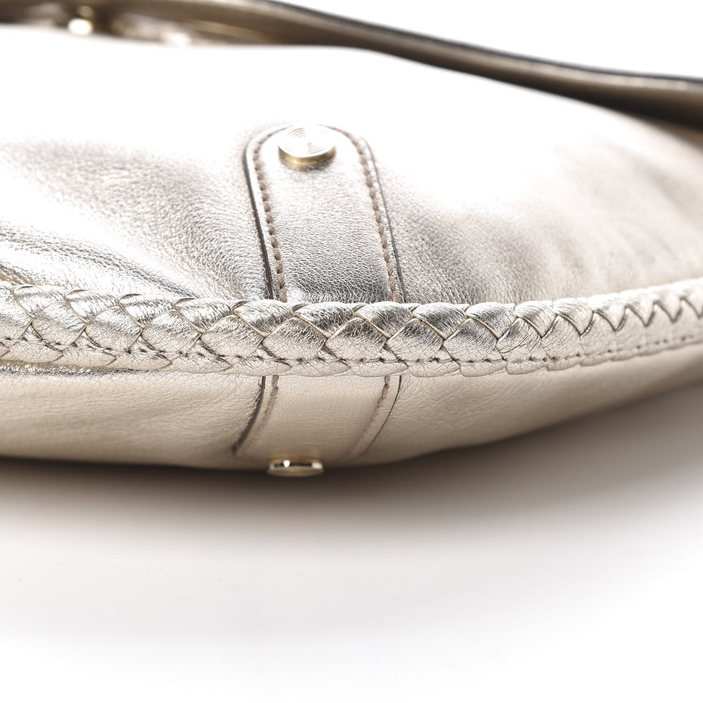 Metallic Calfskin Medium Britt Tassel Shoulder Bag Platinum