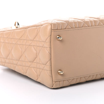 Christian Dior Lambskin Cannage Medium Lady Dior Beige 9 of 13