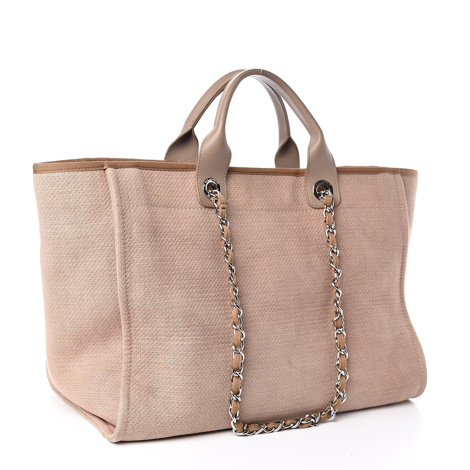 Chanel Canvas Large Deauville Tote Beige 3 of 9