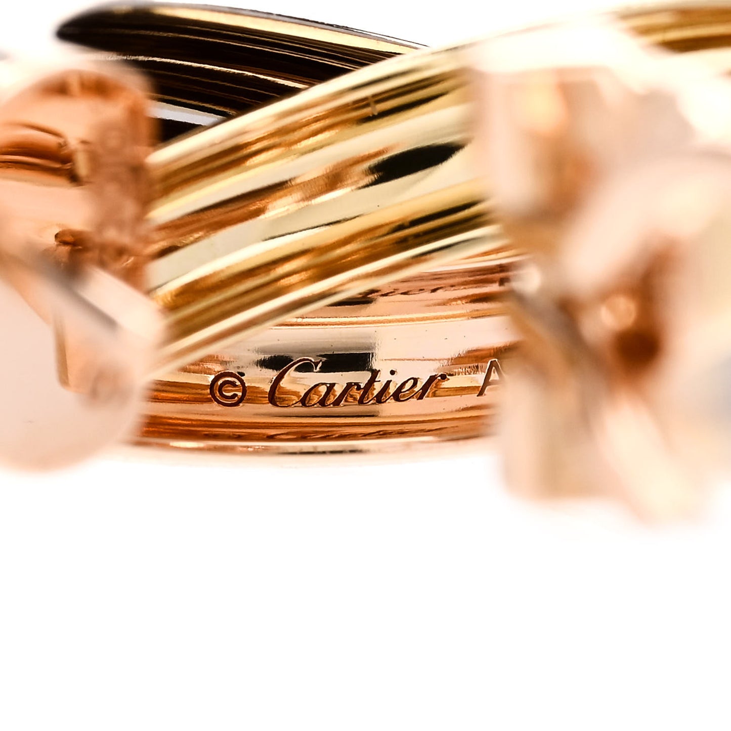 18K Pink Yellow White Gold Classic Trinity Hoop Earrings