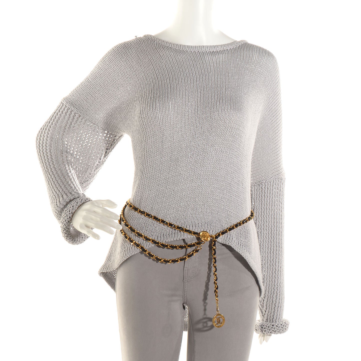 Lambskin Triple Chain Link CC Belt Gold
