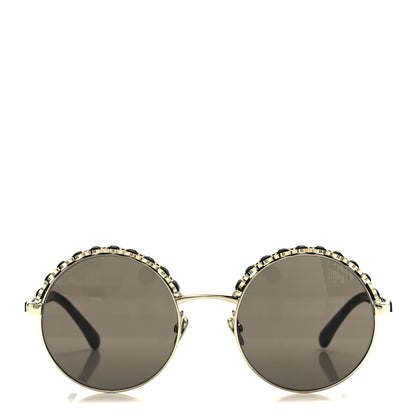 Chanel Metal Calfskin Round Chain Sunglasses 4265-Q Black 2 of 8