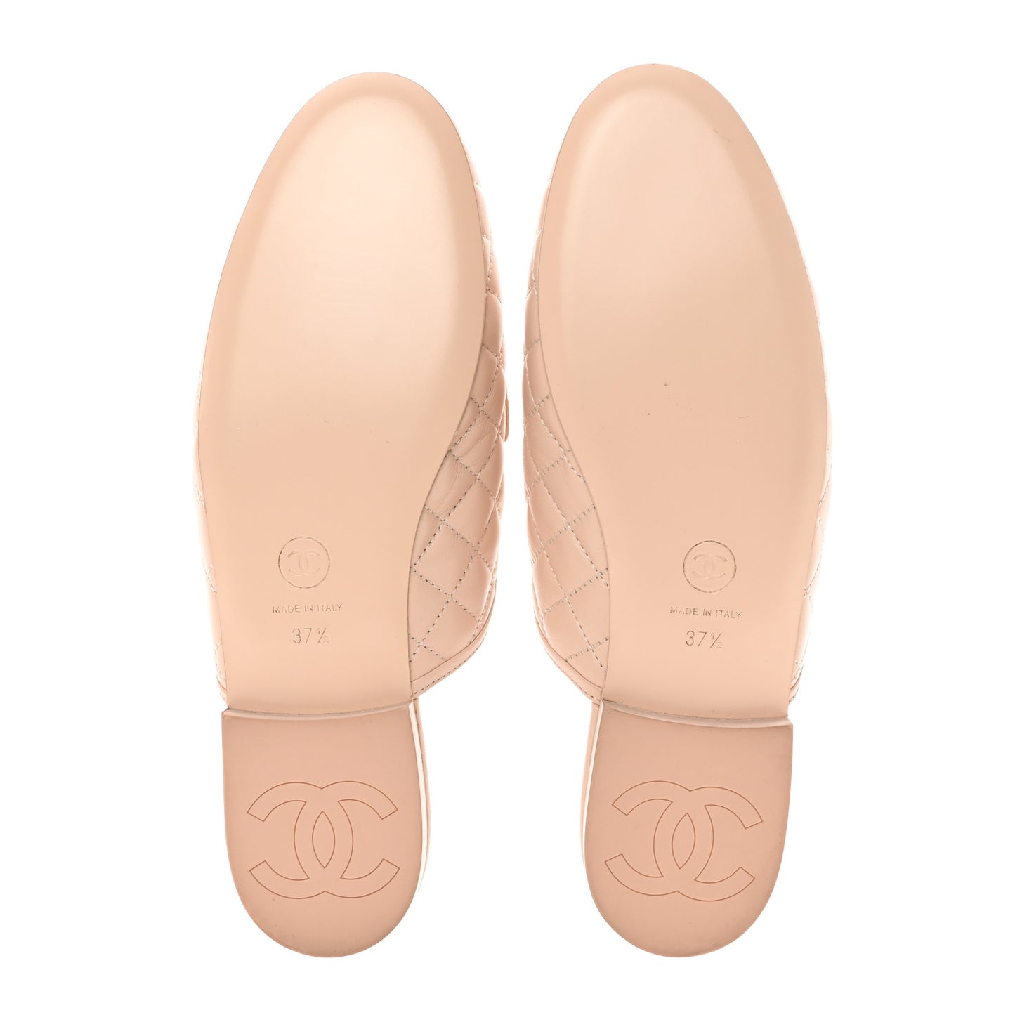 Lambskin Quilted Chain CC Mules 37.5 Light Pink